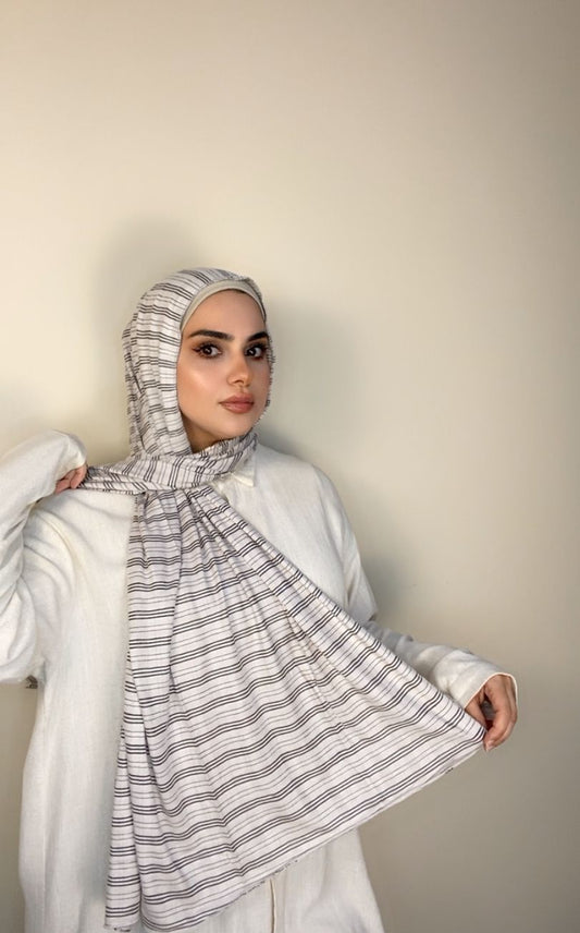 Soft ,stable ,stylish  & Stretchy Cotton with line-Office White