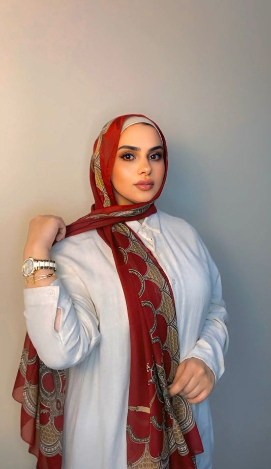 Stylish  Trendy  Silk Chiffon with print headscarf