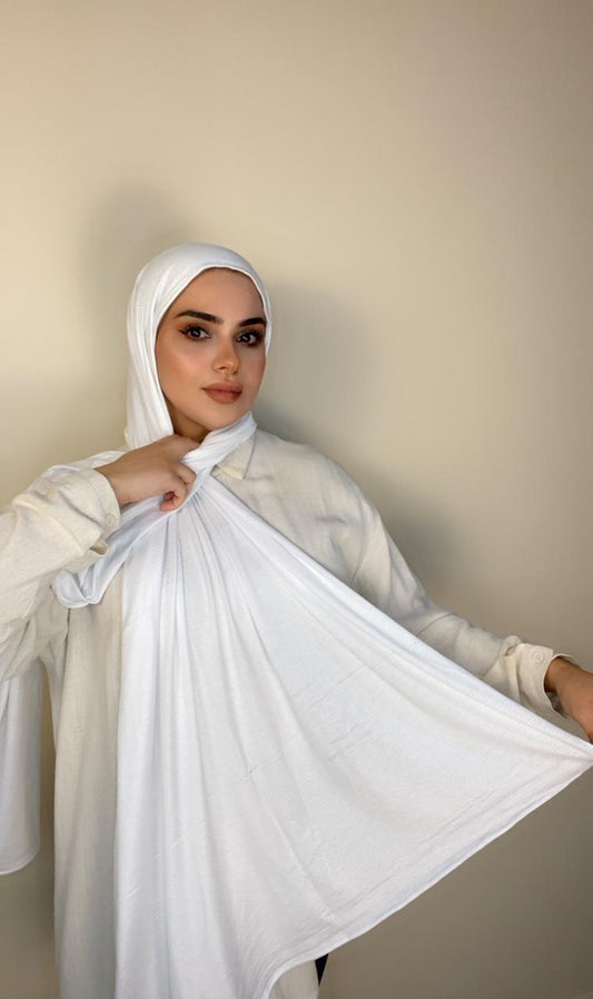 Kuwaiti Style Double Stretch  Cotton  for all Occasions -White