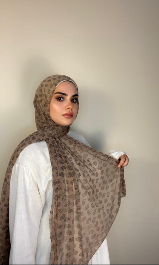Light Soft Cashmere fabric with prints Head Scarf-Hazel