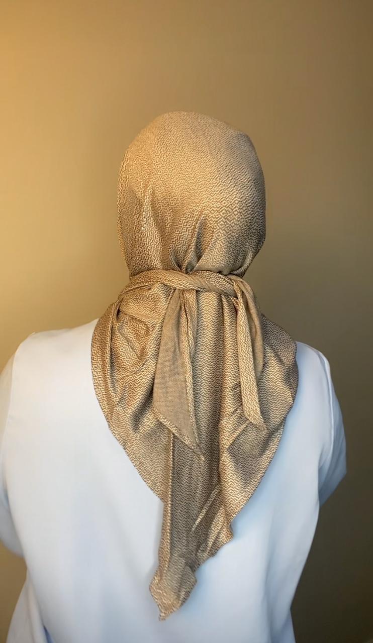 Fashionable Triangle Double stretch  Cotton with strass Headscarf-Nude